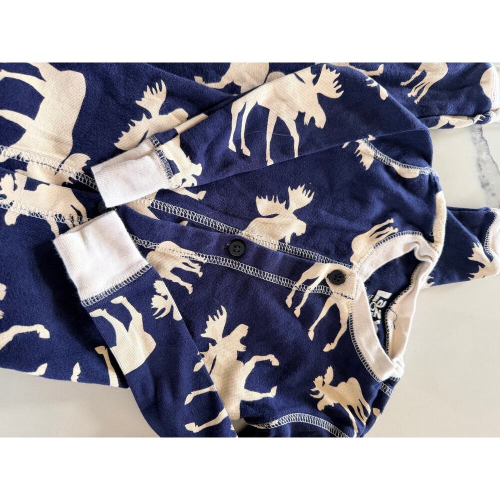 Lazy One Kids Moose Flap Jack Onesie Pajamas - 3T Blue - Picture 3 of 6